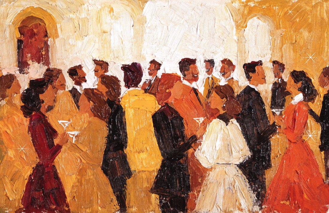 Guests mingling at a soirée