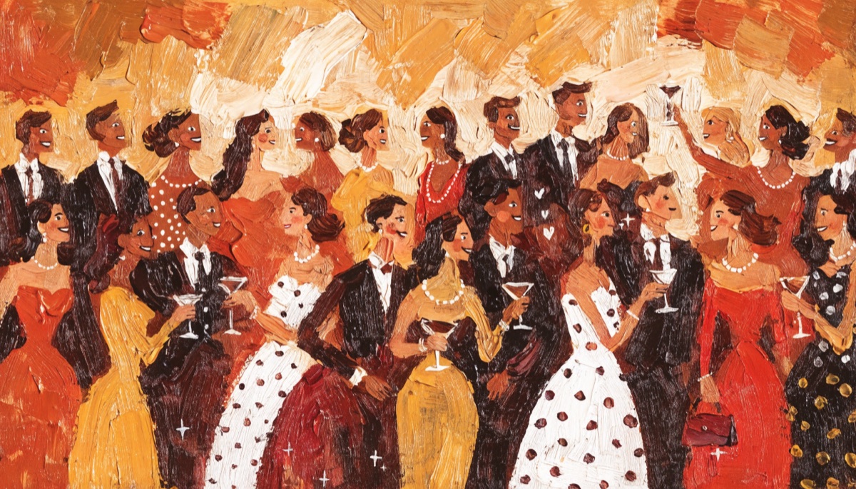 Guests raising a toast at the soirée